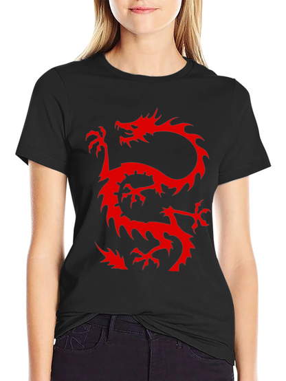 Dragon Graphic T-Shirt - Cool Red Dragon on Black