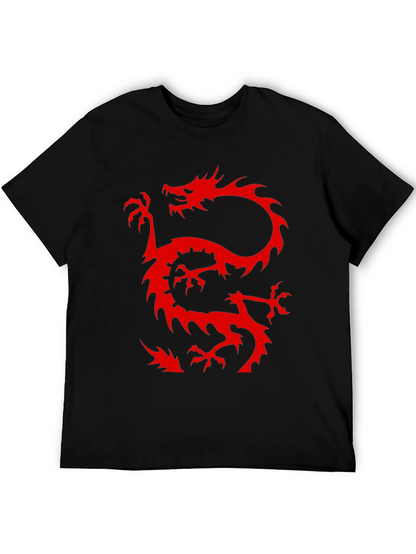 Dragon Graphic T-Shirt - Cool Red Dragon on Black