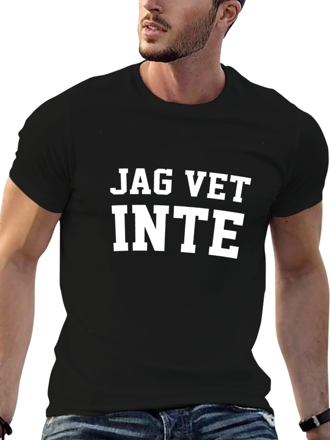 Jag Vet Inte T-Shirt - Black Cotton Blend Tee