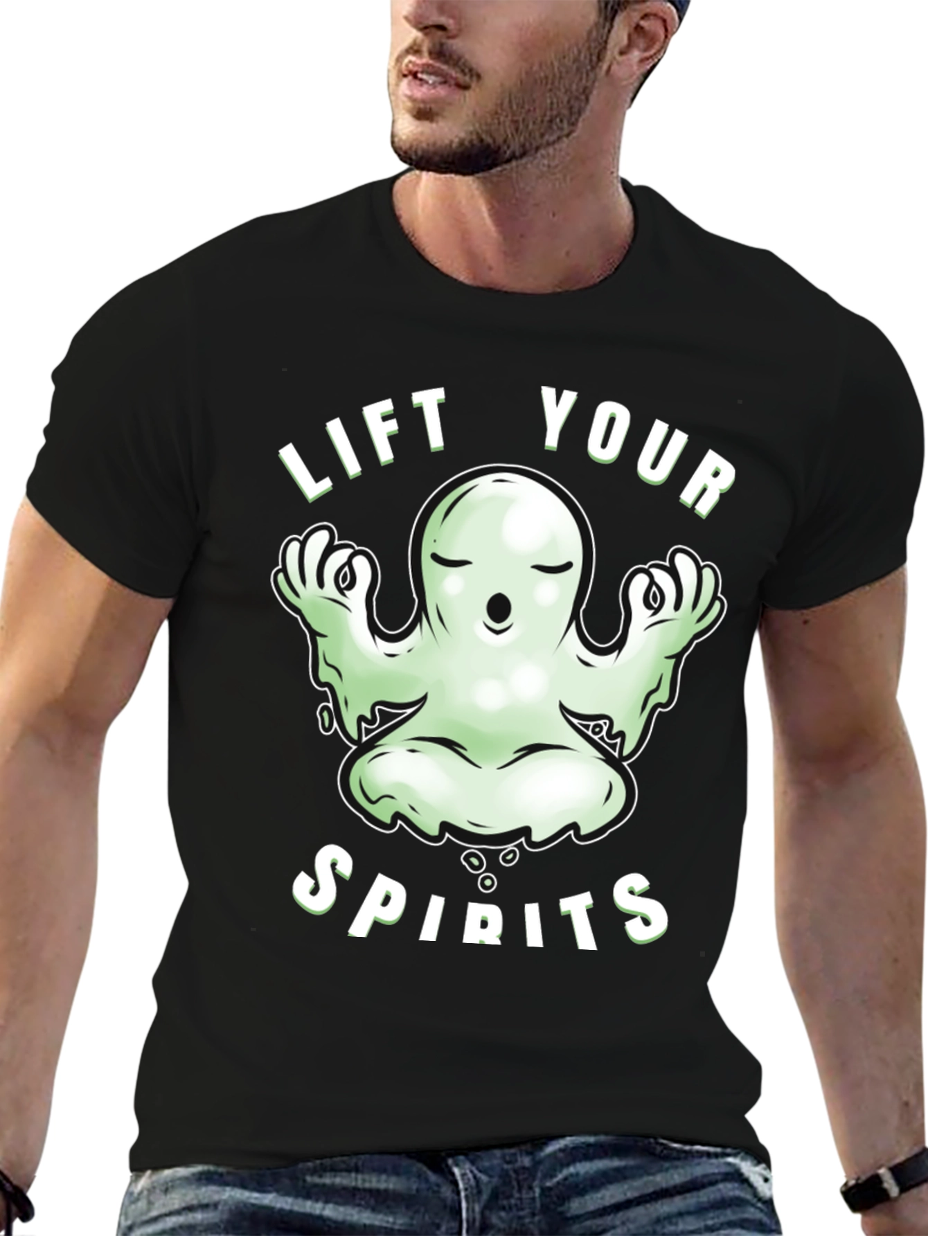 Lift Your Spirits Ghost Meditation Graphic Tee