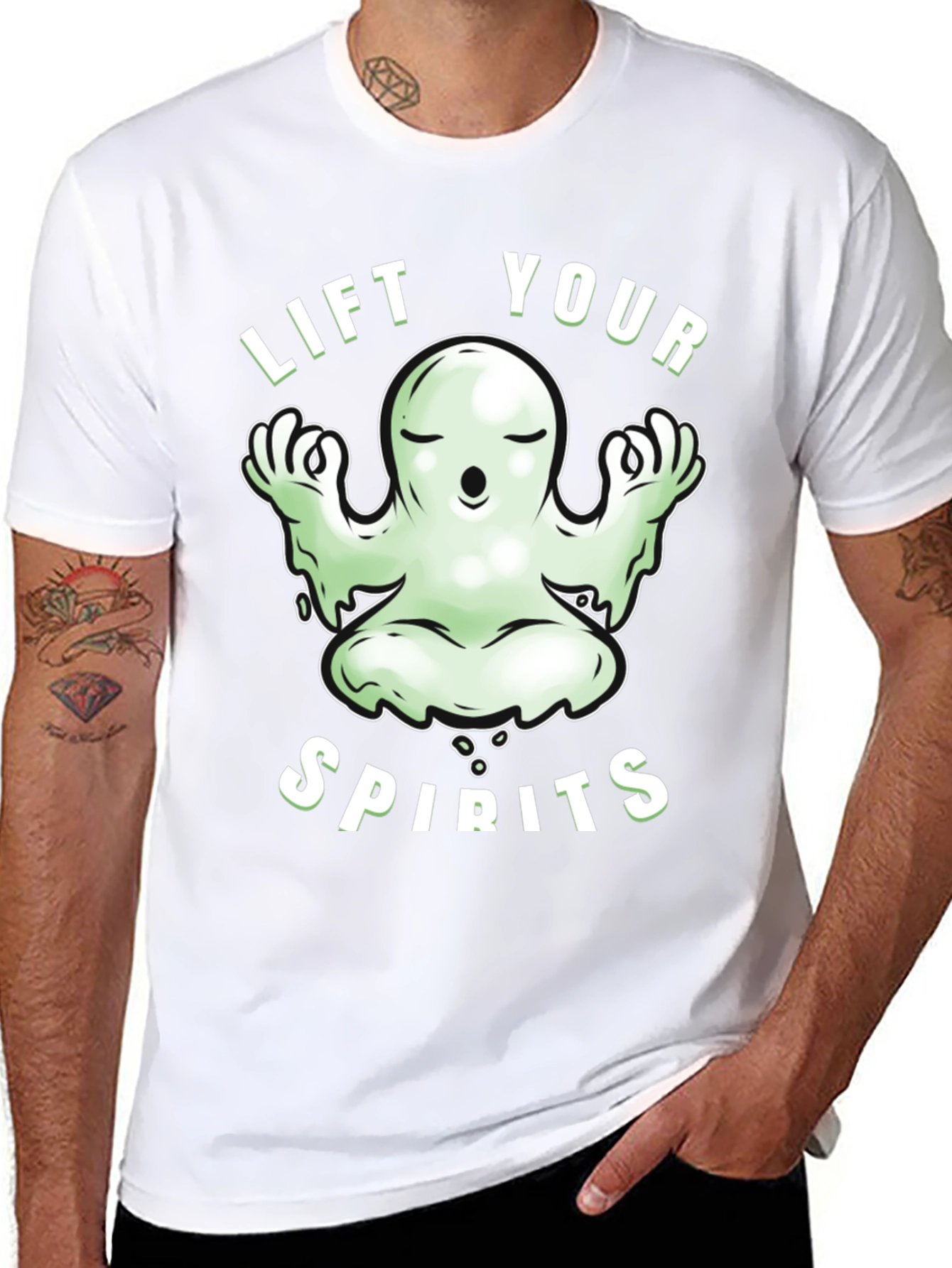 Lift Your Spirits Ghost Meditation Graphic Tee