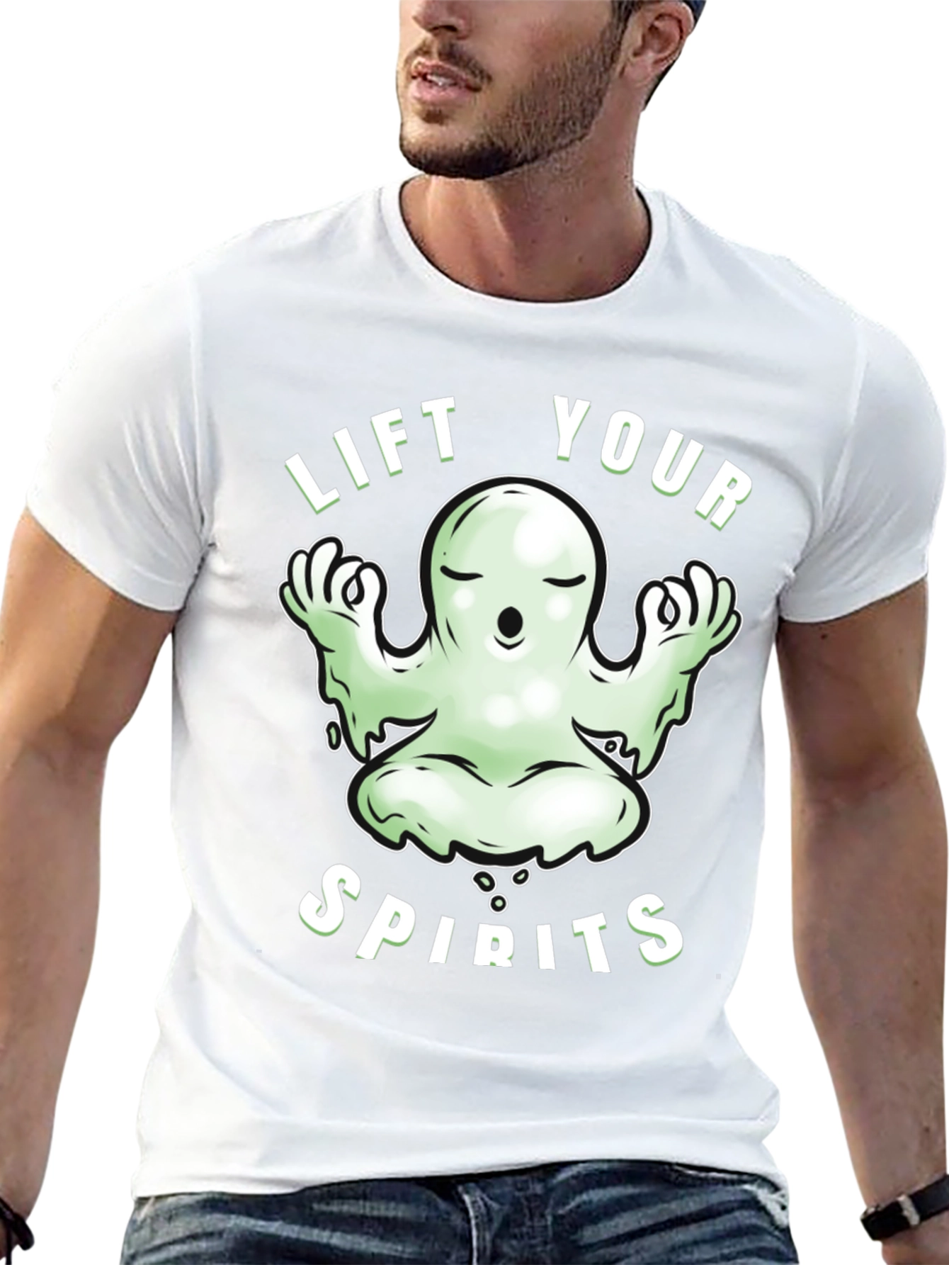 Lift Your Spirits Ghost Meditation Graphic Tee