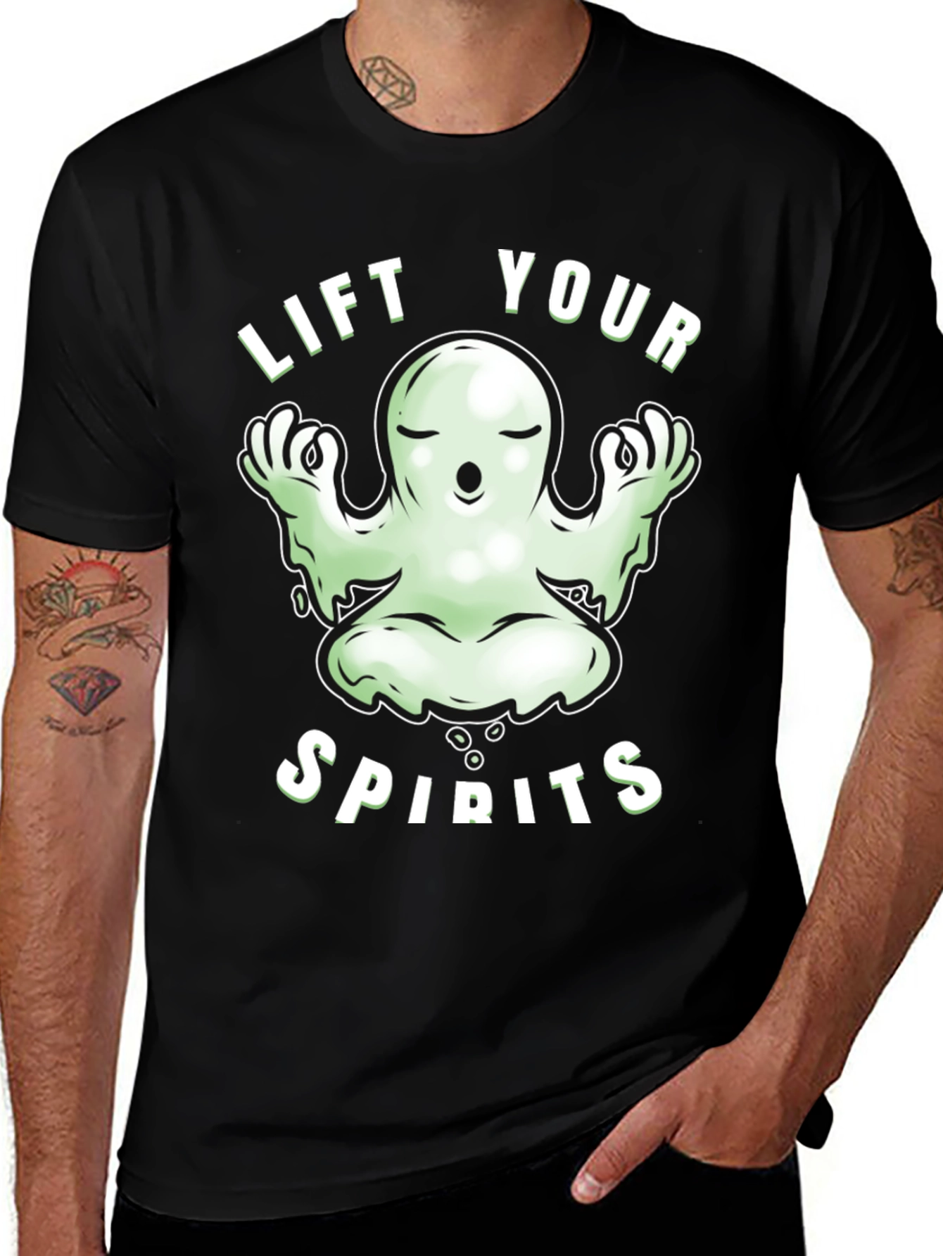 Lift Your Spirits Ghost Meditation Graphic Tee