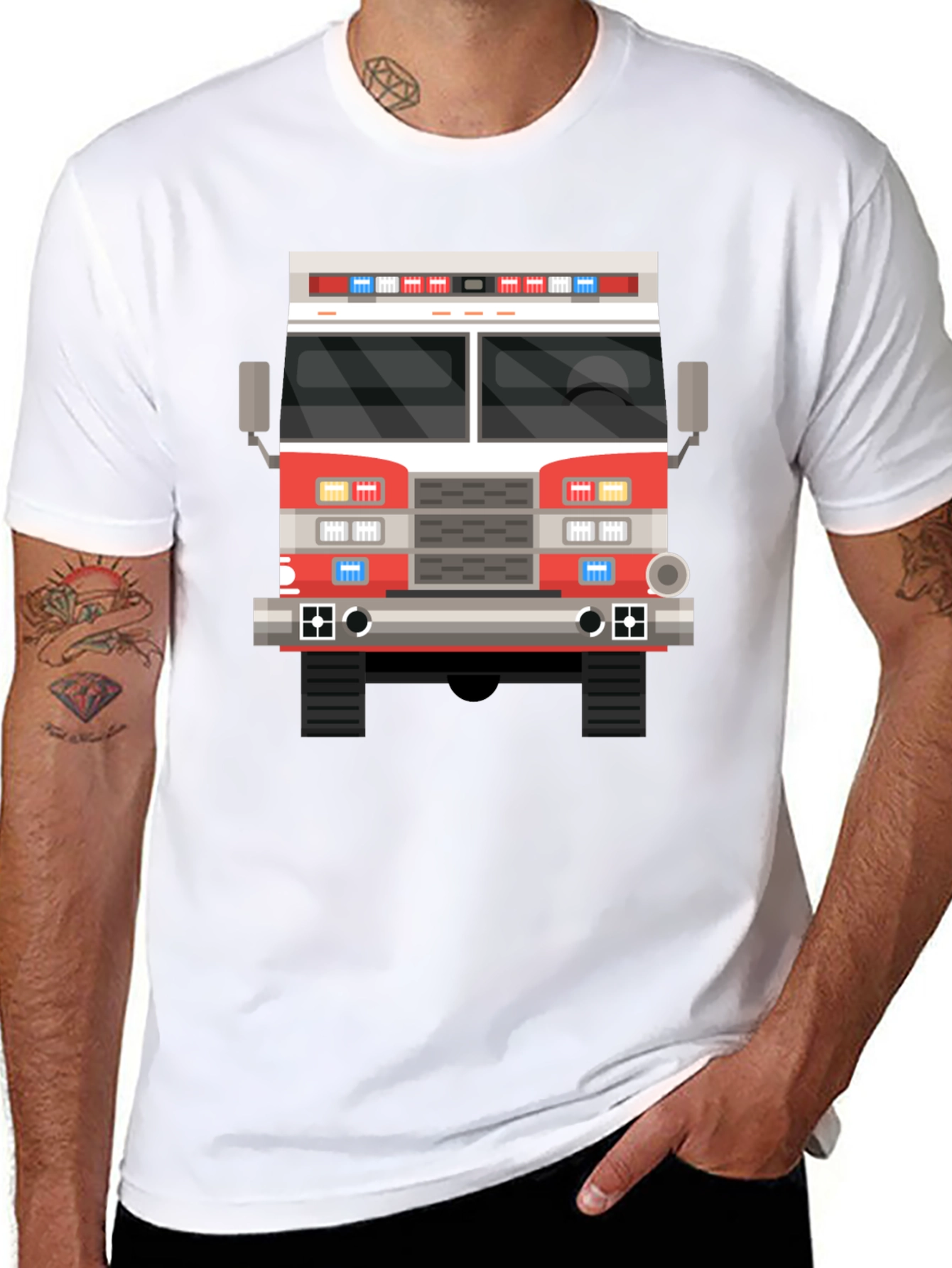 Fire Truck T-Shirt - Black Graphic Tee