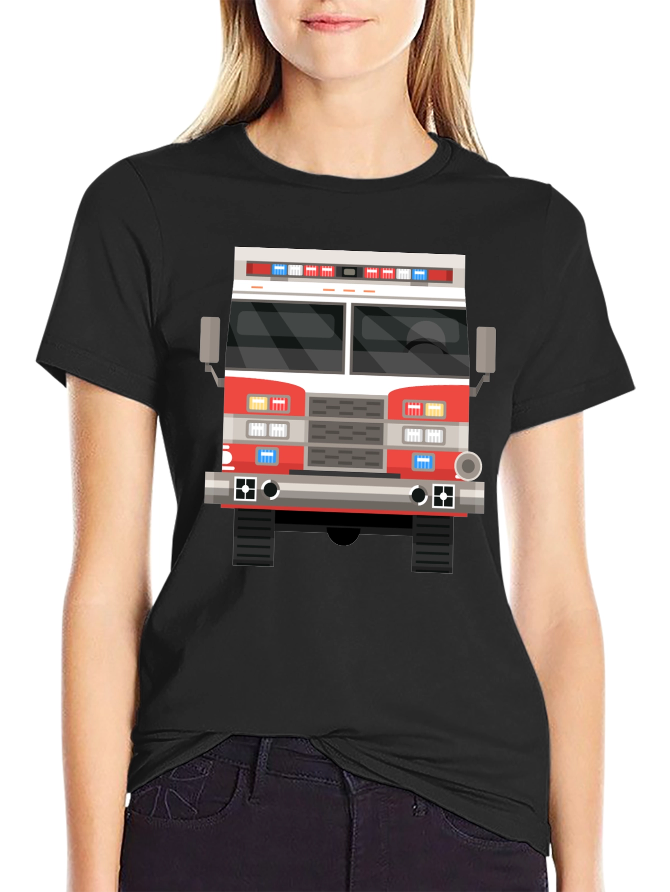 Fire Truck T-Shirt - Black Graphic Tee