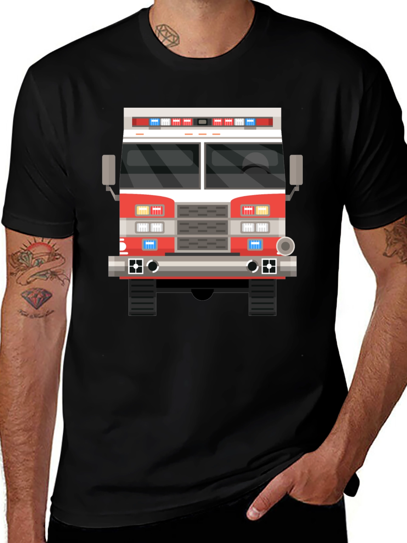 Fire Truck T-Shirt - Black Graphic Tee