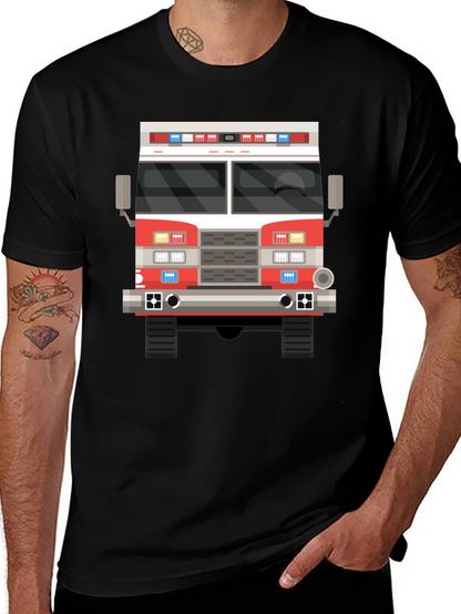 Fire Truck T-Shirt - Black Graphic Tee