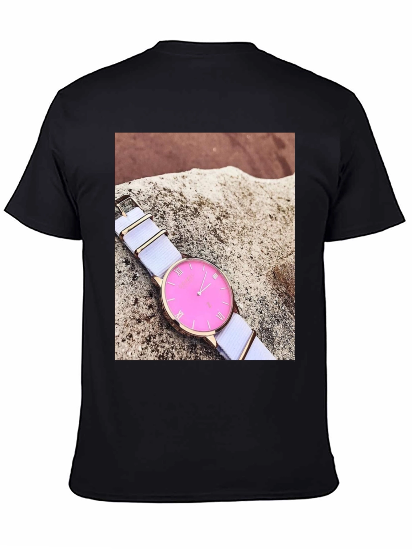Stylish Pink Watch Tee - Modern Timepiece Design