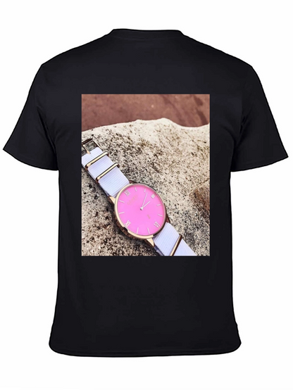 Stylish Pink Watch Tee - Modern Timepiece Design