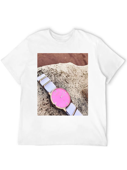 Stylish Pink Watch Tee - Modern Timepiece Design