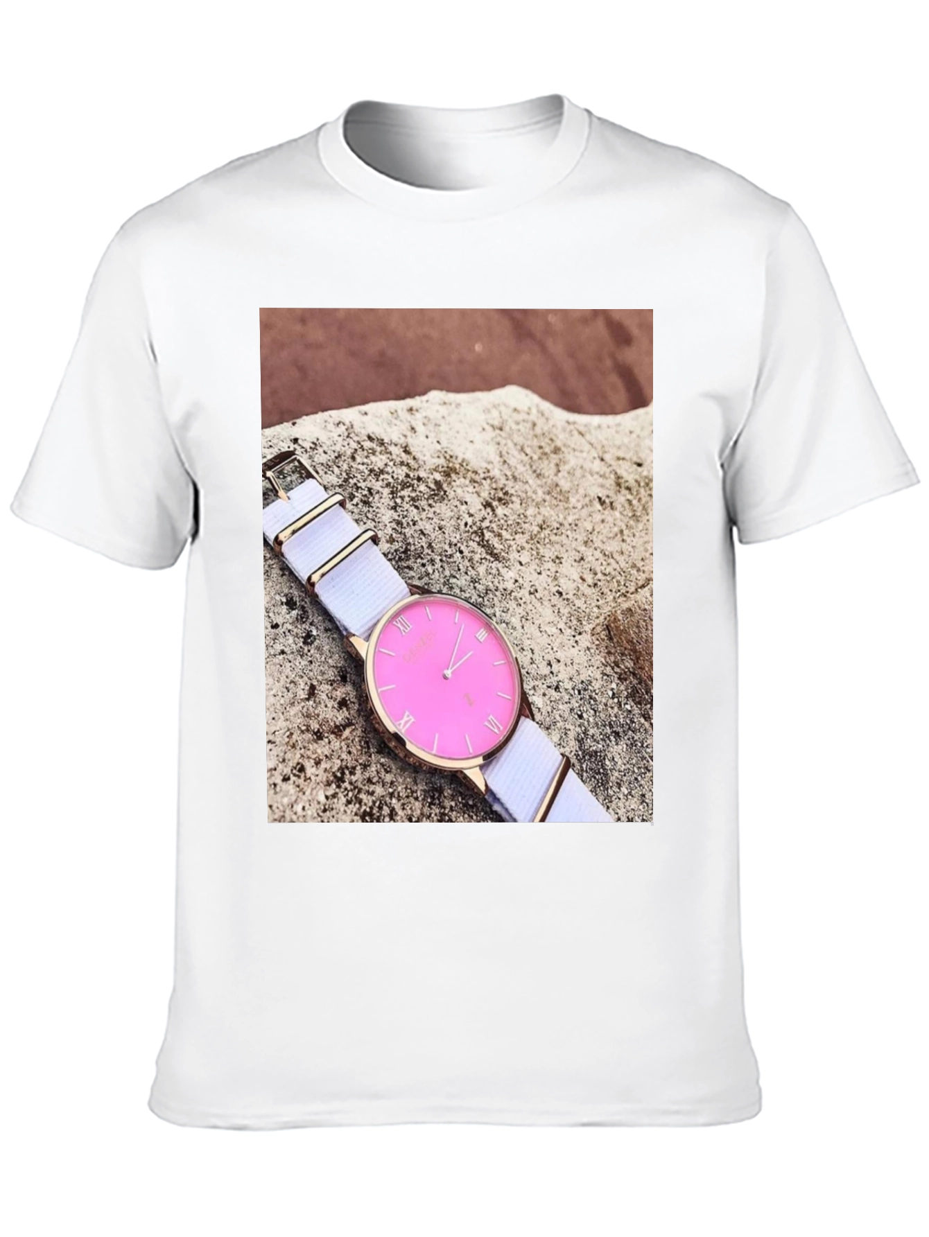 Stylish Pink Watch Tee - Modern Timepiece Design