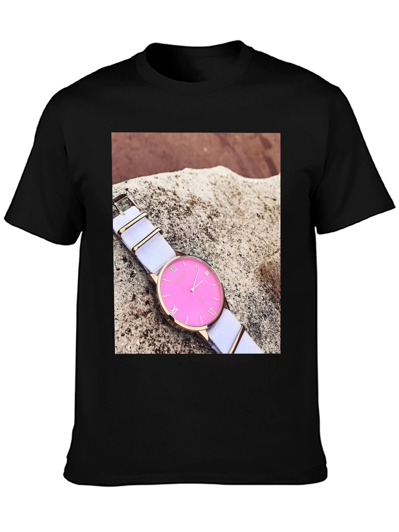 Stylish Pink Watch Tee - Modern Timepiece Design