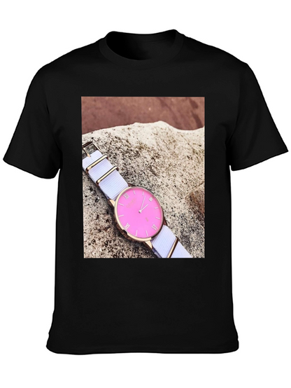 Stylish Pink Watch Tee - Modern Timepiece Design