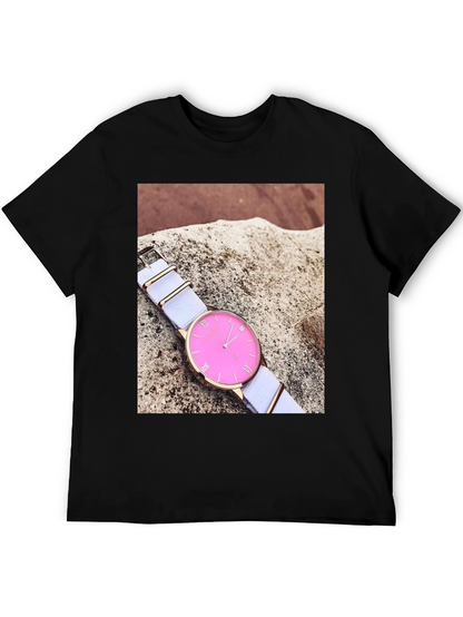 Stylish Pink Watch Tee - Modern Timepiece Design