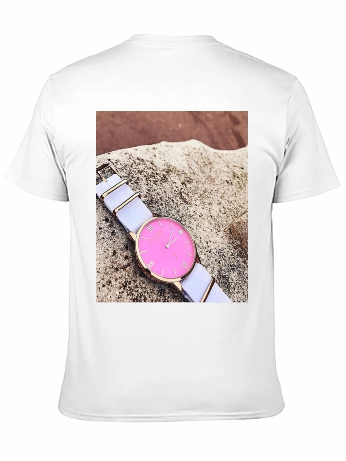 Stylish Pink Watch Tee - Modern Timepiece Design