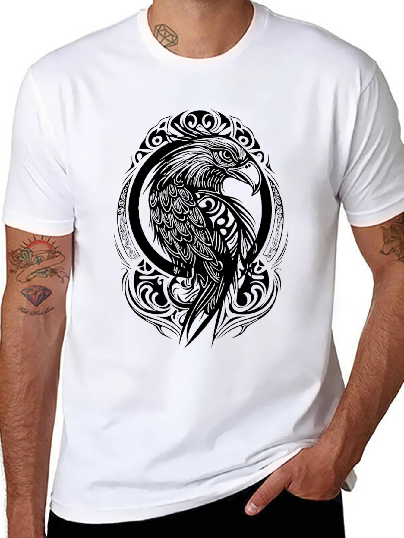 Tribal Eagle Graphic Black T-Shirt