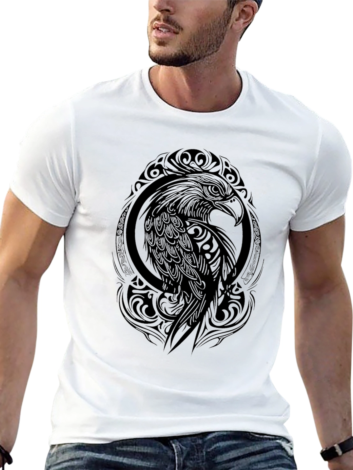 Tribal Eagle Graphic Black T-Shirt