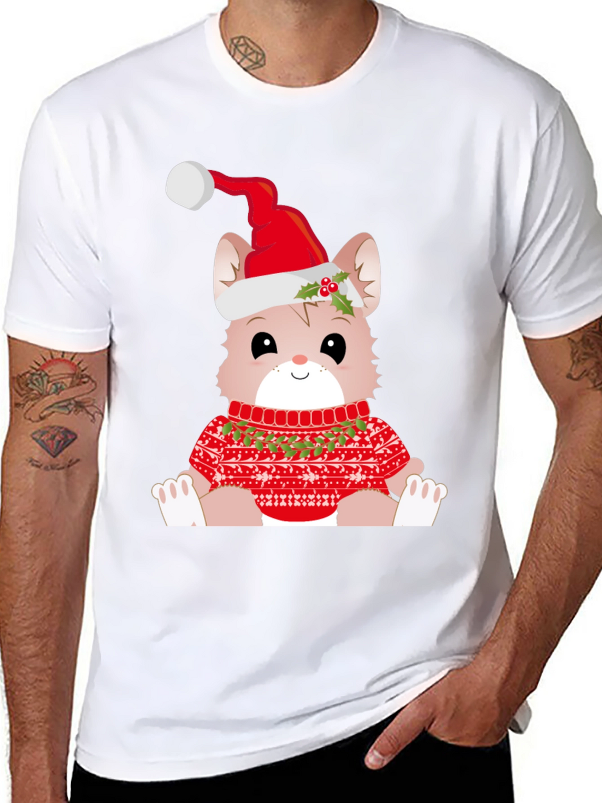 Festive Cat Christmas T-Shirt