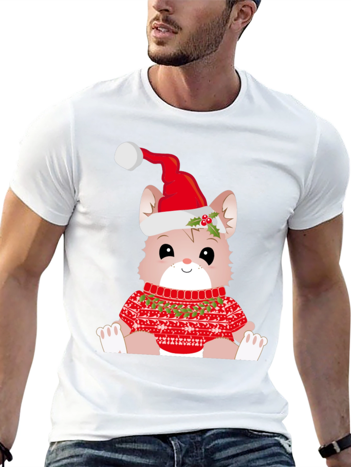 Festive Cat Christmas T-Shirt