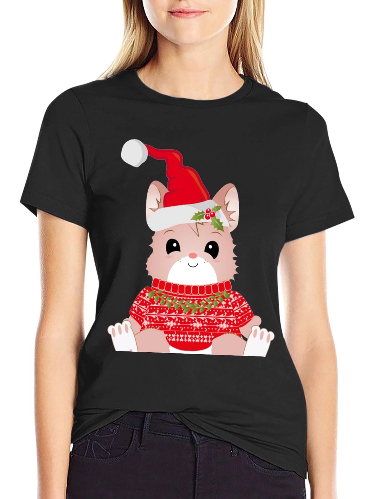 Festive Cat Christmas T-Shirt