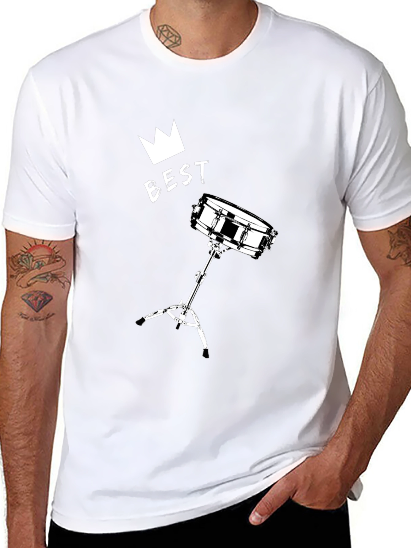 Best Drummer T-Shirt - Crown & Snare Drum Design