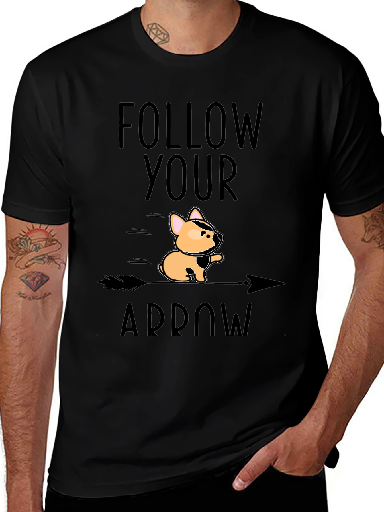 Follow Your Arrow Graphic Tee - Unique Dog Design