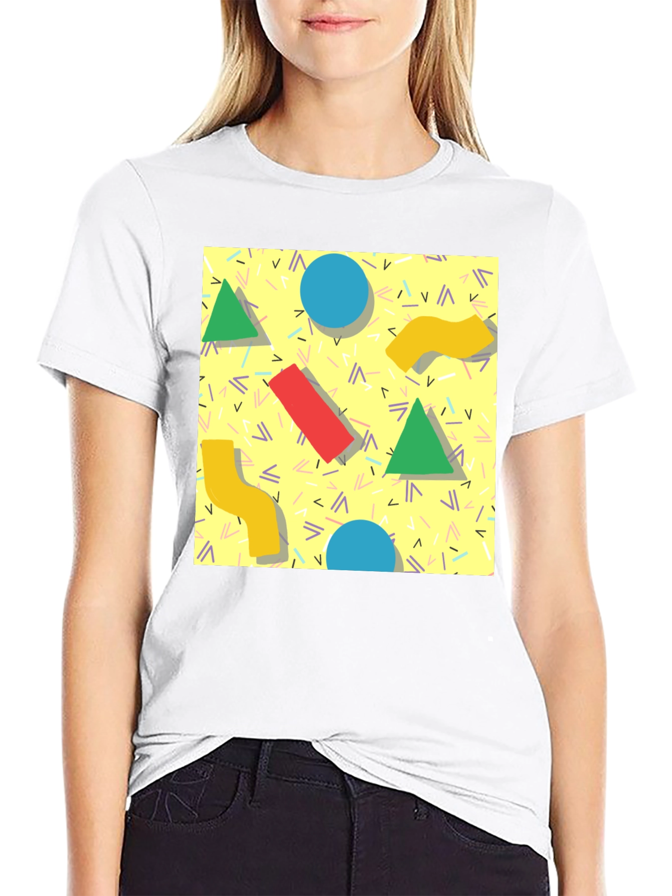 Retro 90s Pattern T-Shirt - Black