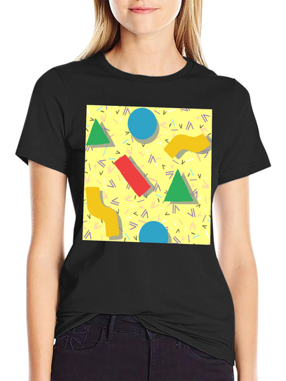 Retro 90s Pattern T-Shirt - Black
