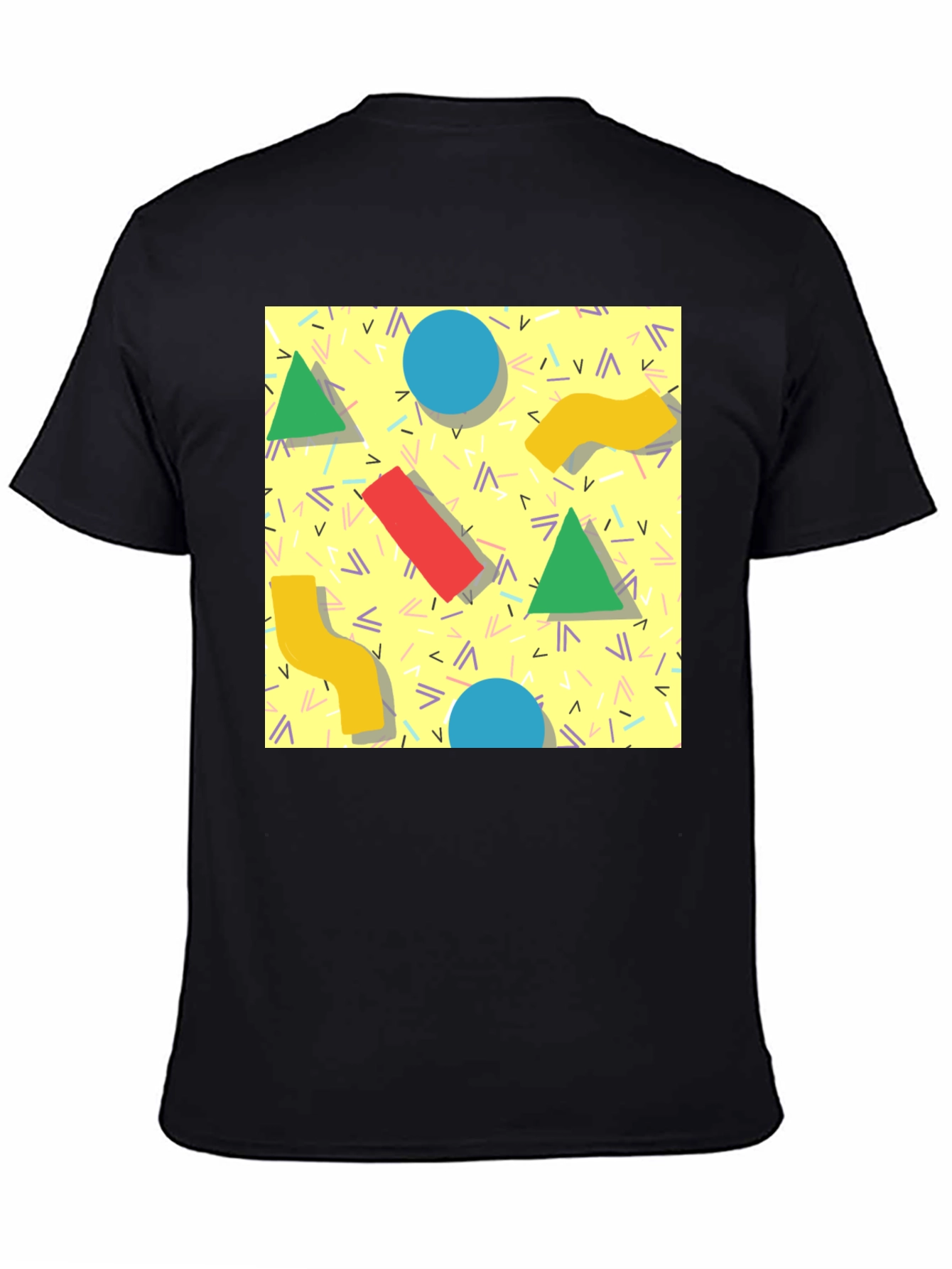 Retro 90s Pattern T-Shirt - Black