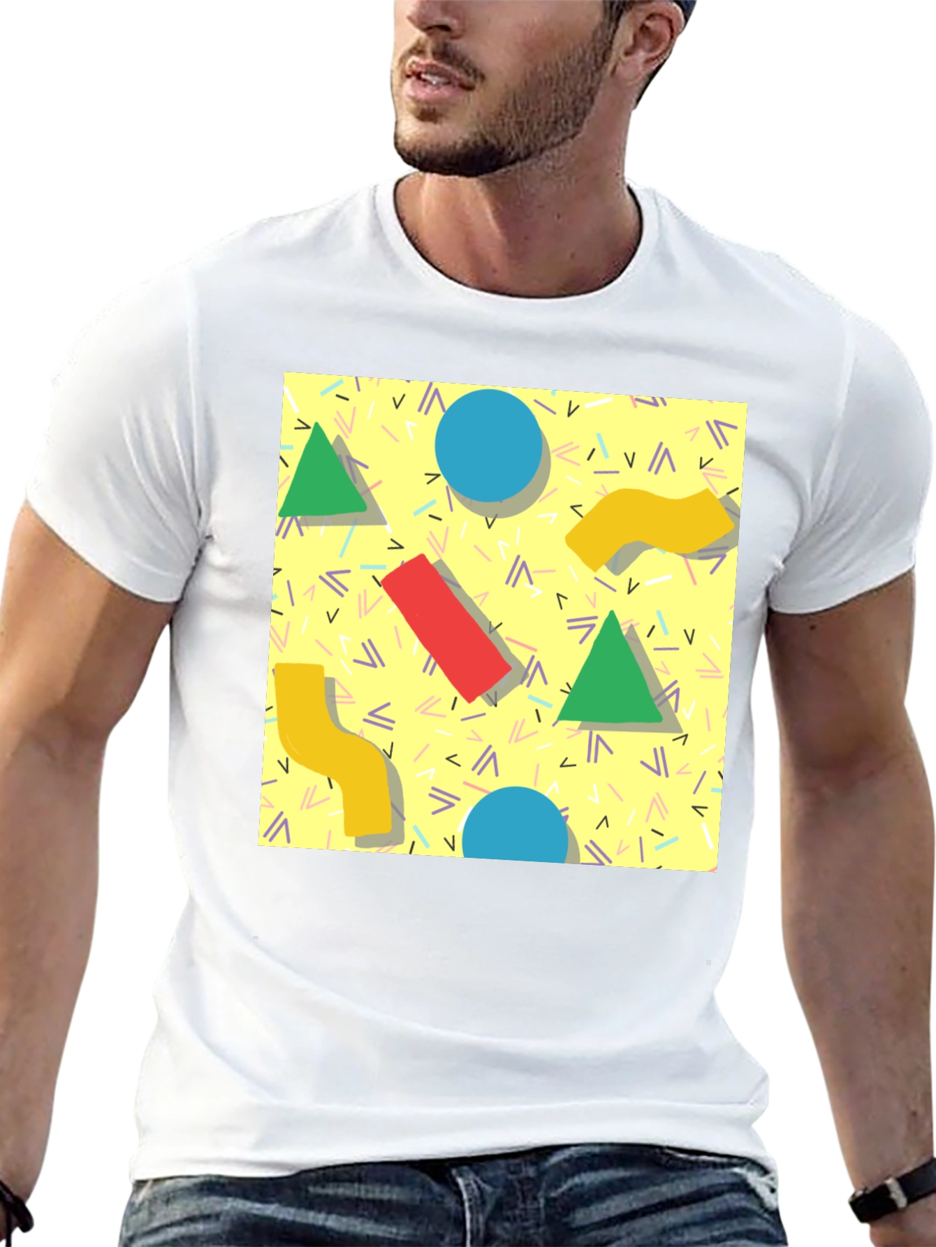 Retro 90s Pattern T-Shirt - Black