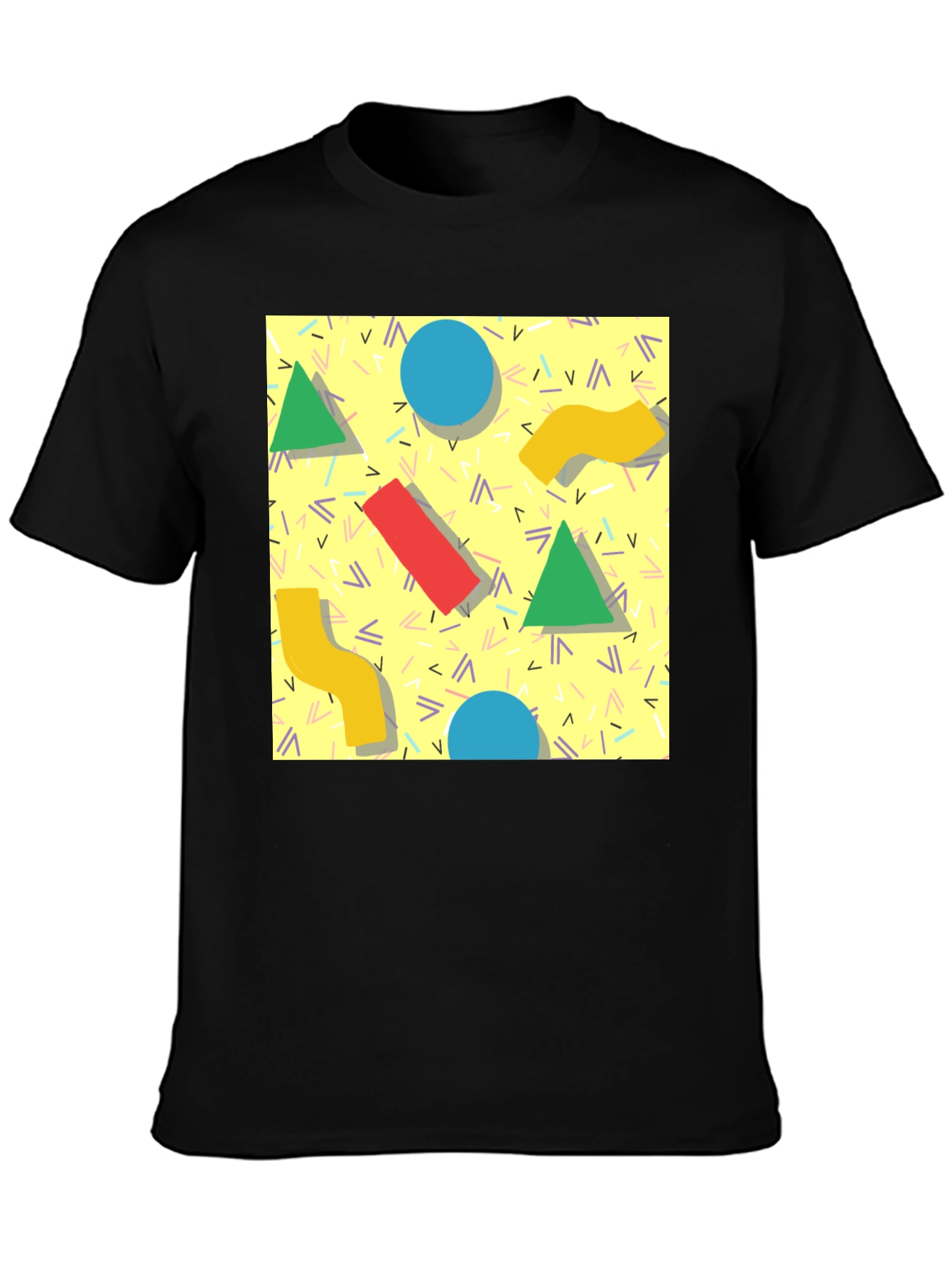 Retro 90s Pattern T-Shirt - Black
