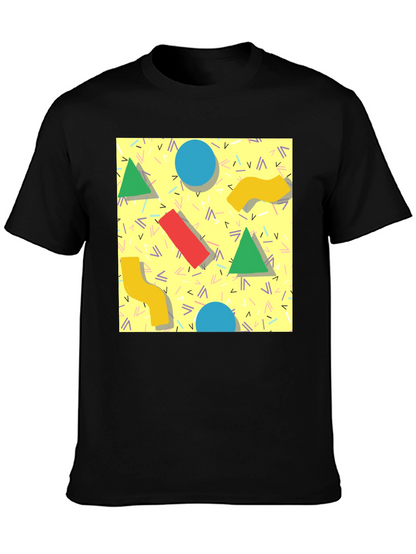 Retro 90s Pattern T-Shirt - Black