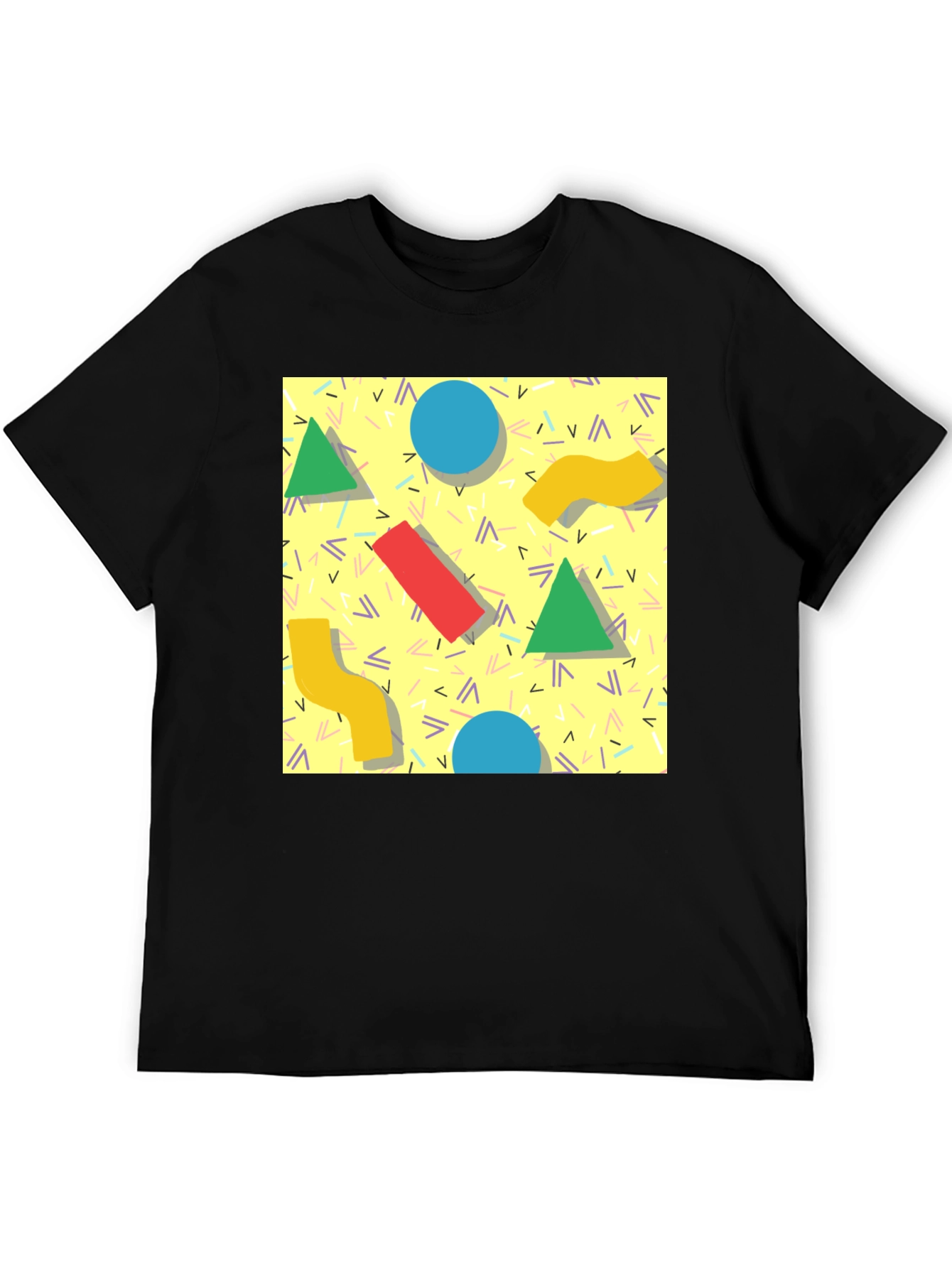 Retro 90s Pattern T-Shirt - Black