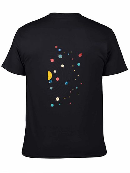 Cosmic Planet Graphic Tee - Black Cotton Blend