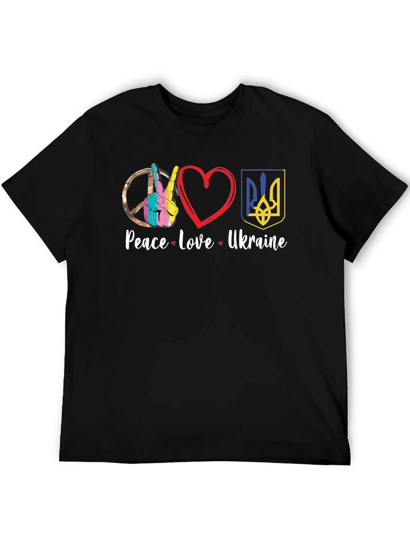 Peace Love Ukraine Graphic Tee - Black Unisex T-Shirt