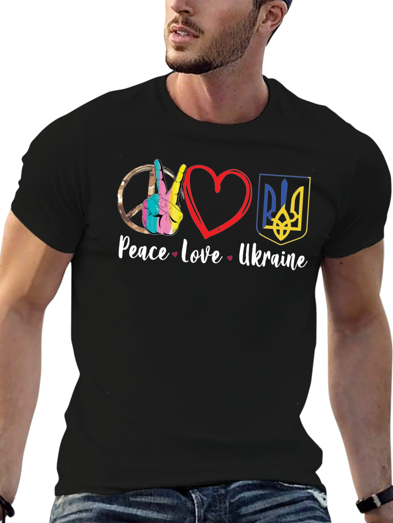Peace Love Ukraine Graphic Tee - Black Unisex T-Shirt