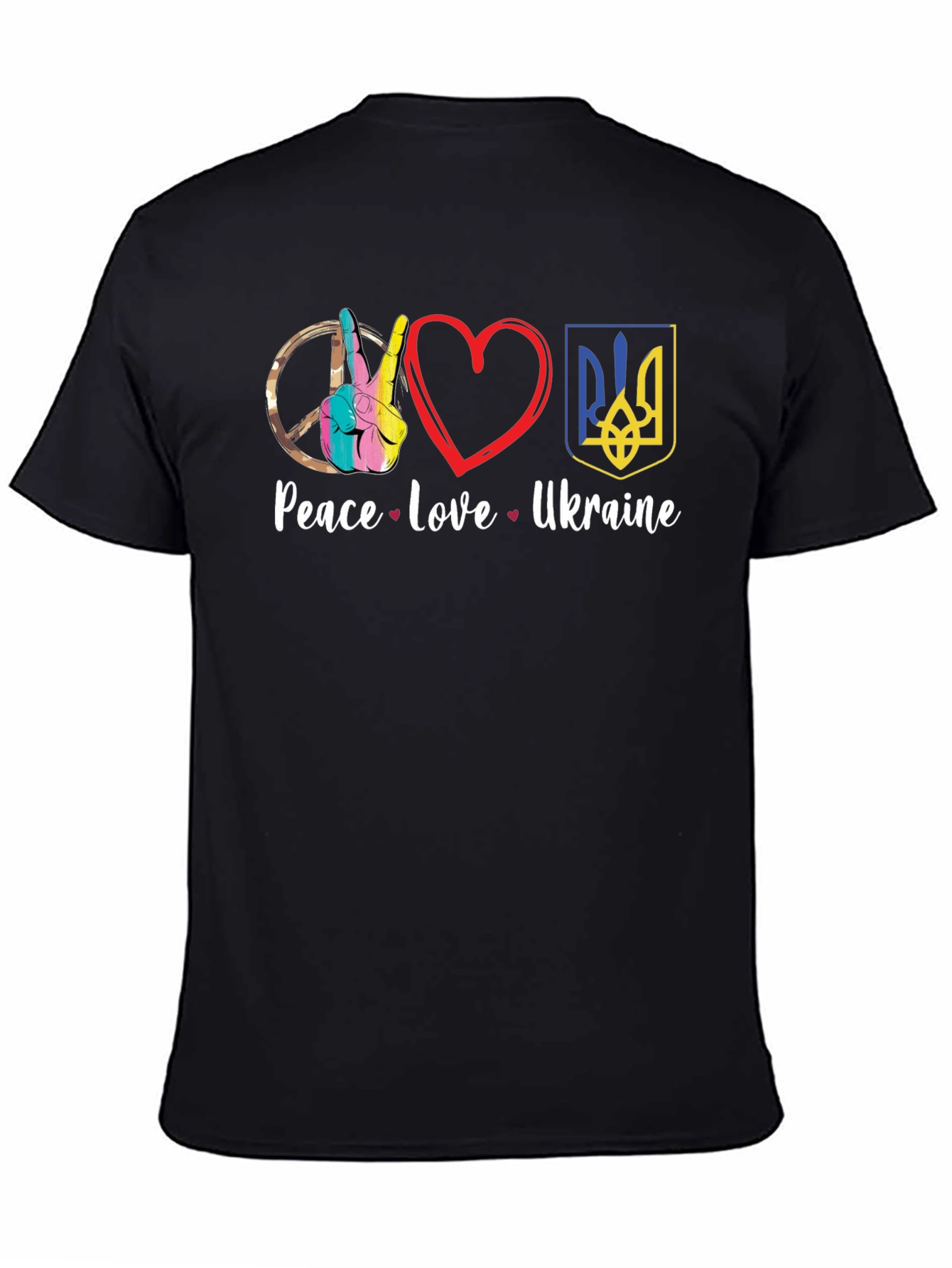 Peace Love Ukraine Graphic Tee - Black Unisex T-Shirt
