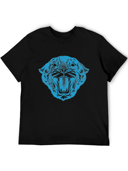 Blue Tiger Graphic Black T-Shirt