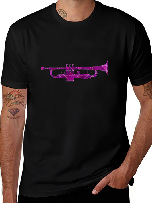 Geometric Trumpet Graphic Tee - Cool Music Shirt