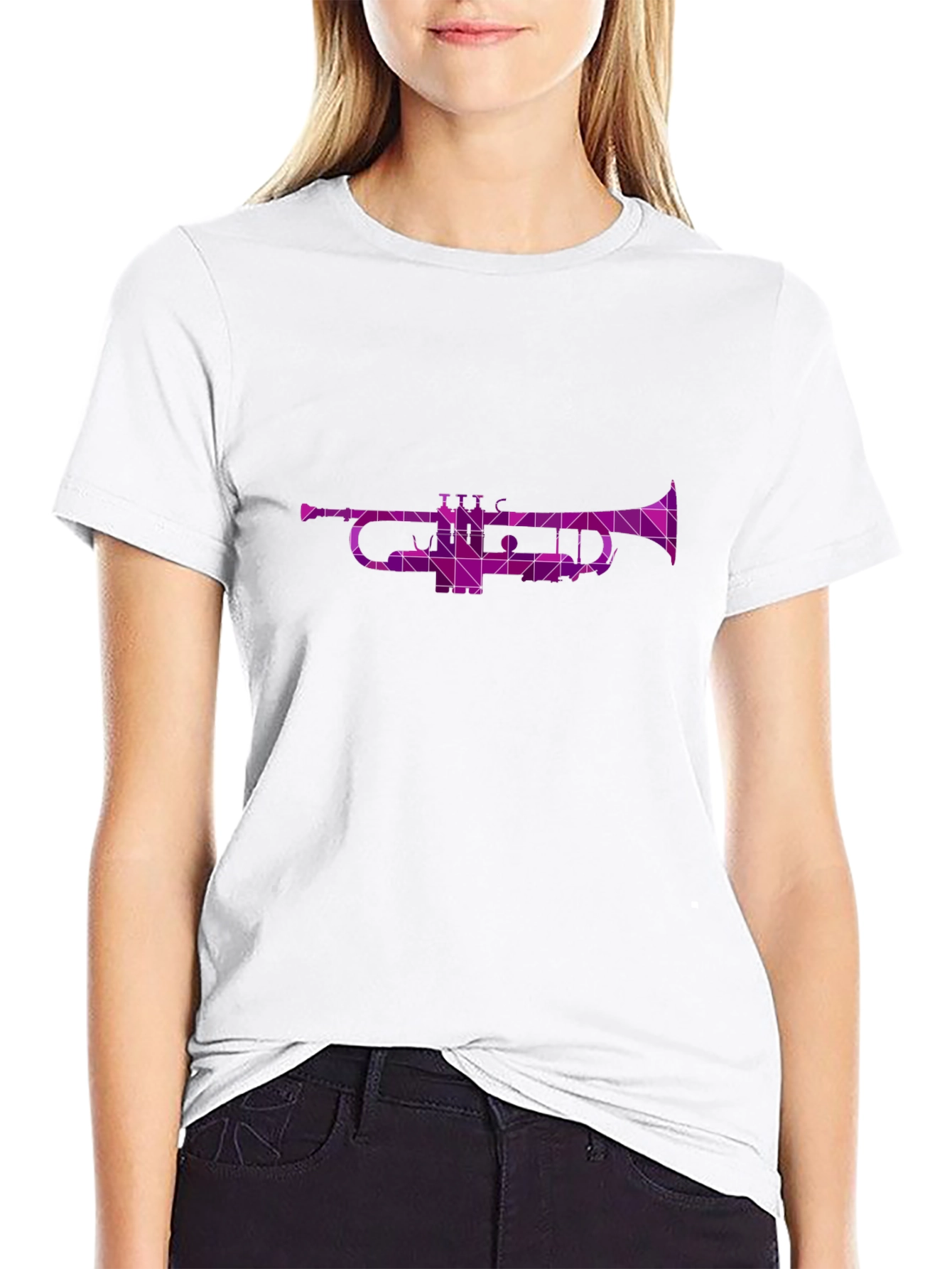 Geometric Trumpet Graphic Tee - Cool Music Shirt