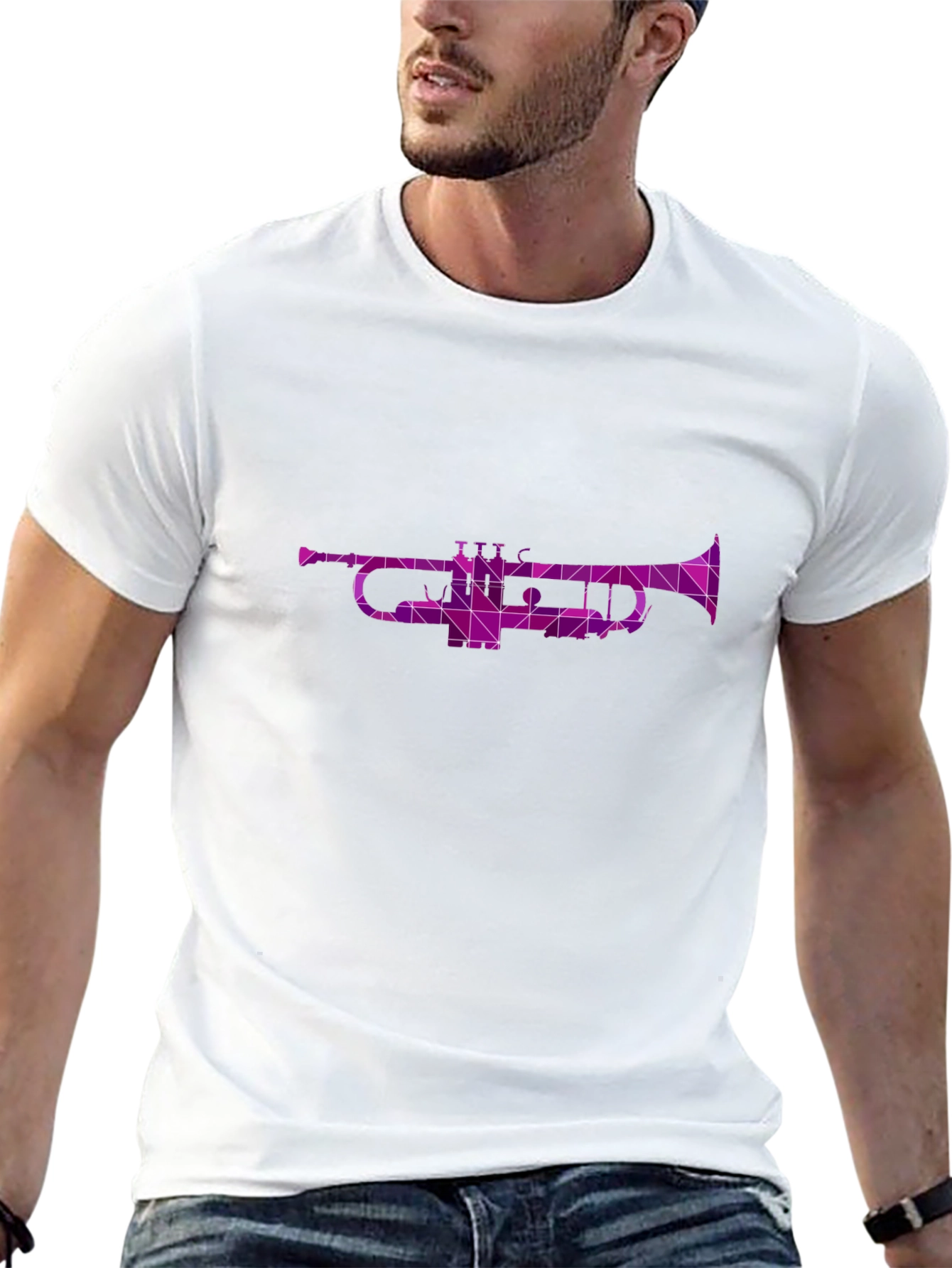 Geometric Trumpet Graphic Tee - Cool Music Shirt