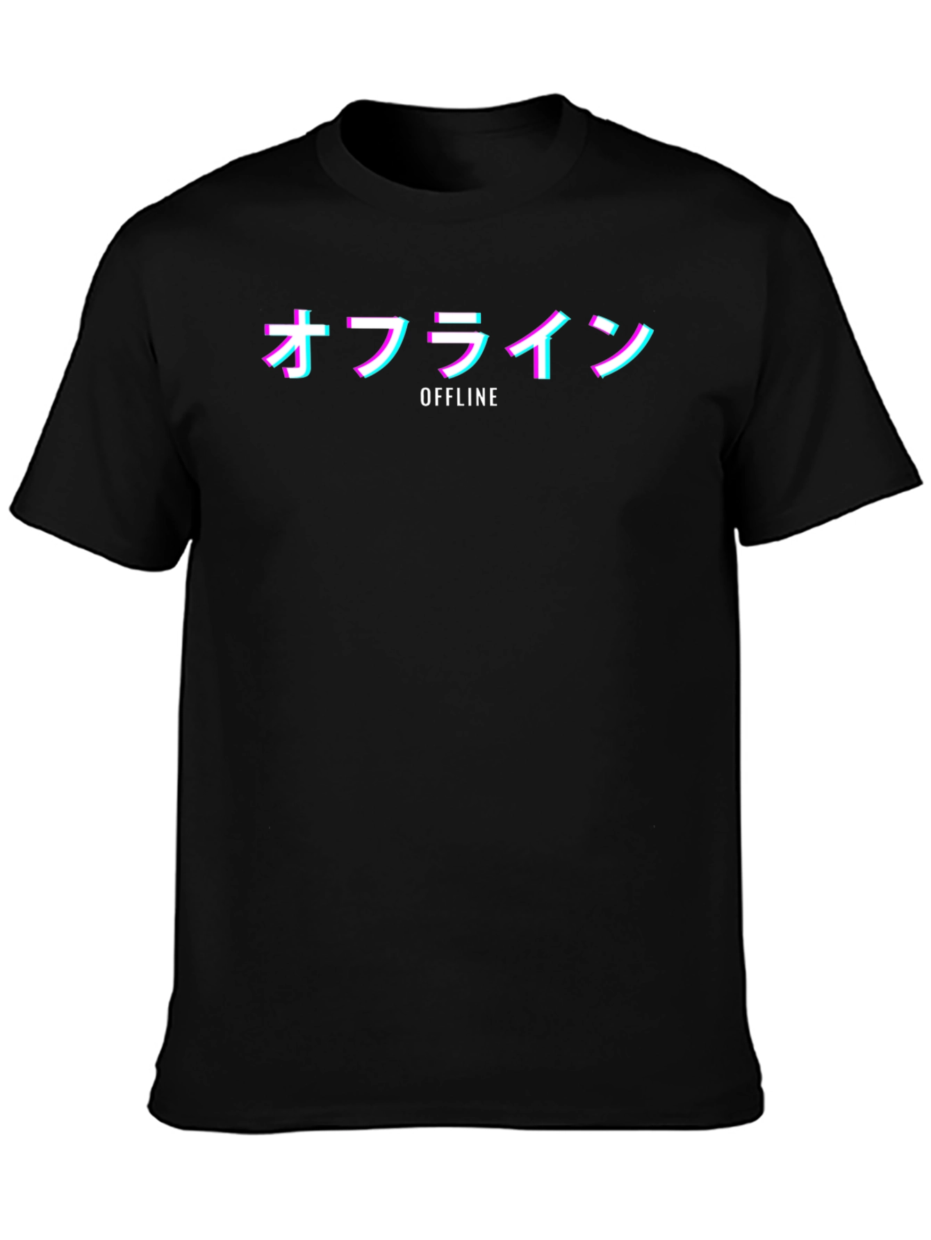 Offline Kanji T-Shirt - Glitch Vaporwave Style