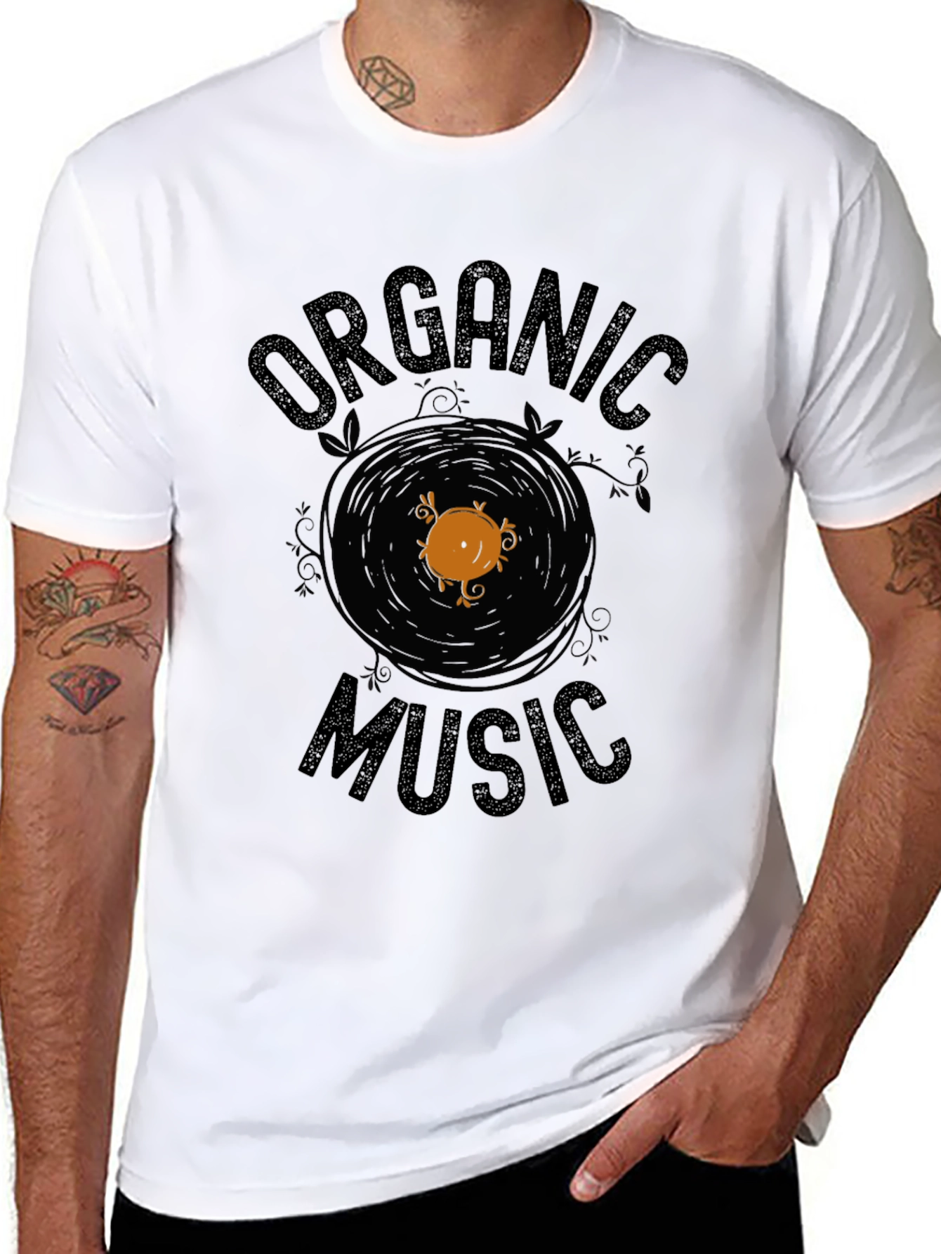 Organic Music Graphic Tee - Black Cotton T-Shirt