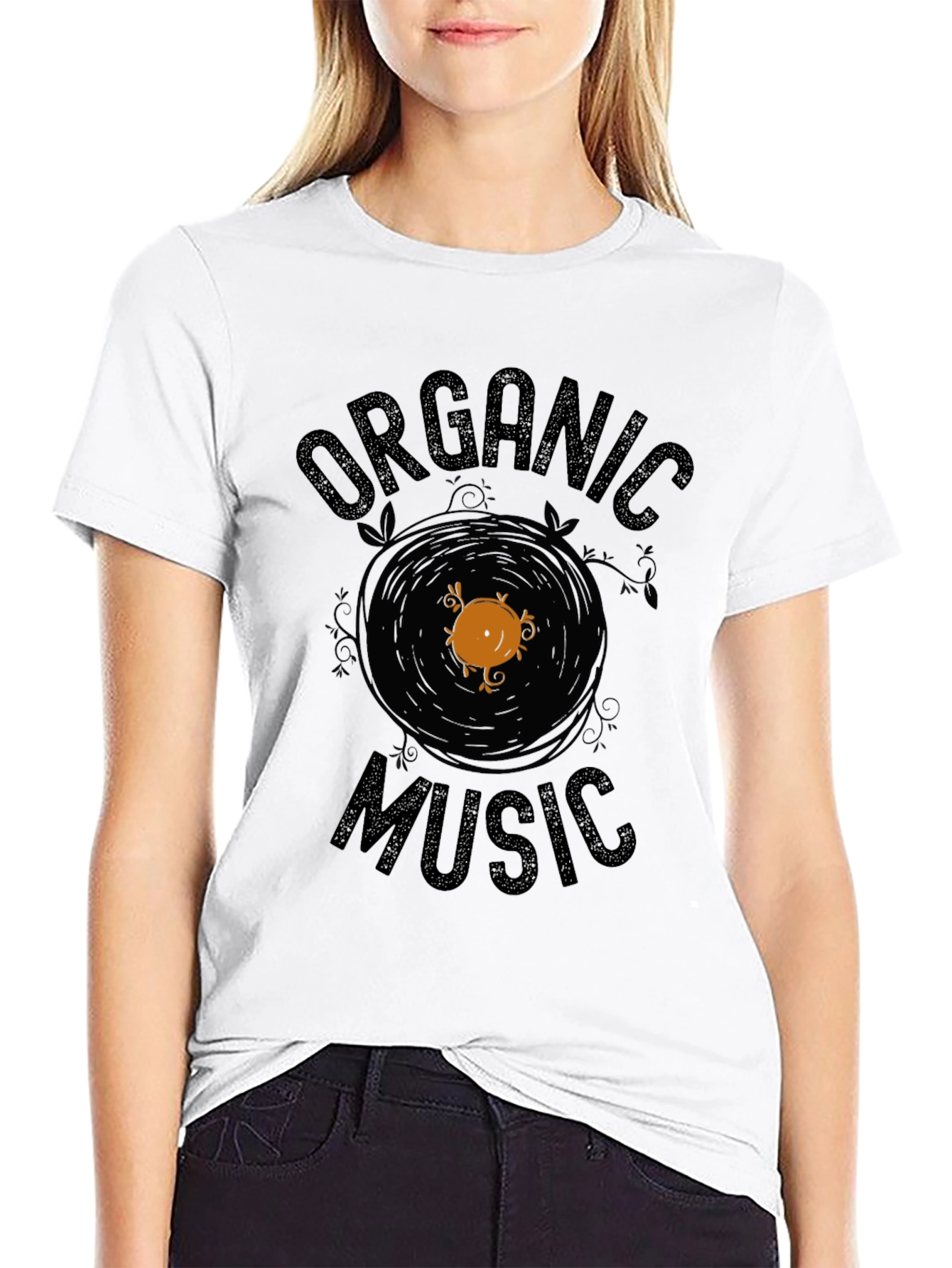 Organic Music Graphic Tee - Black Cotton T-Shirt