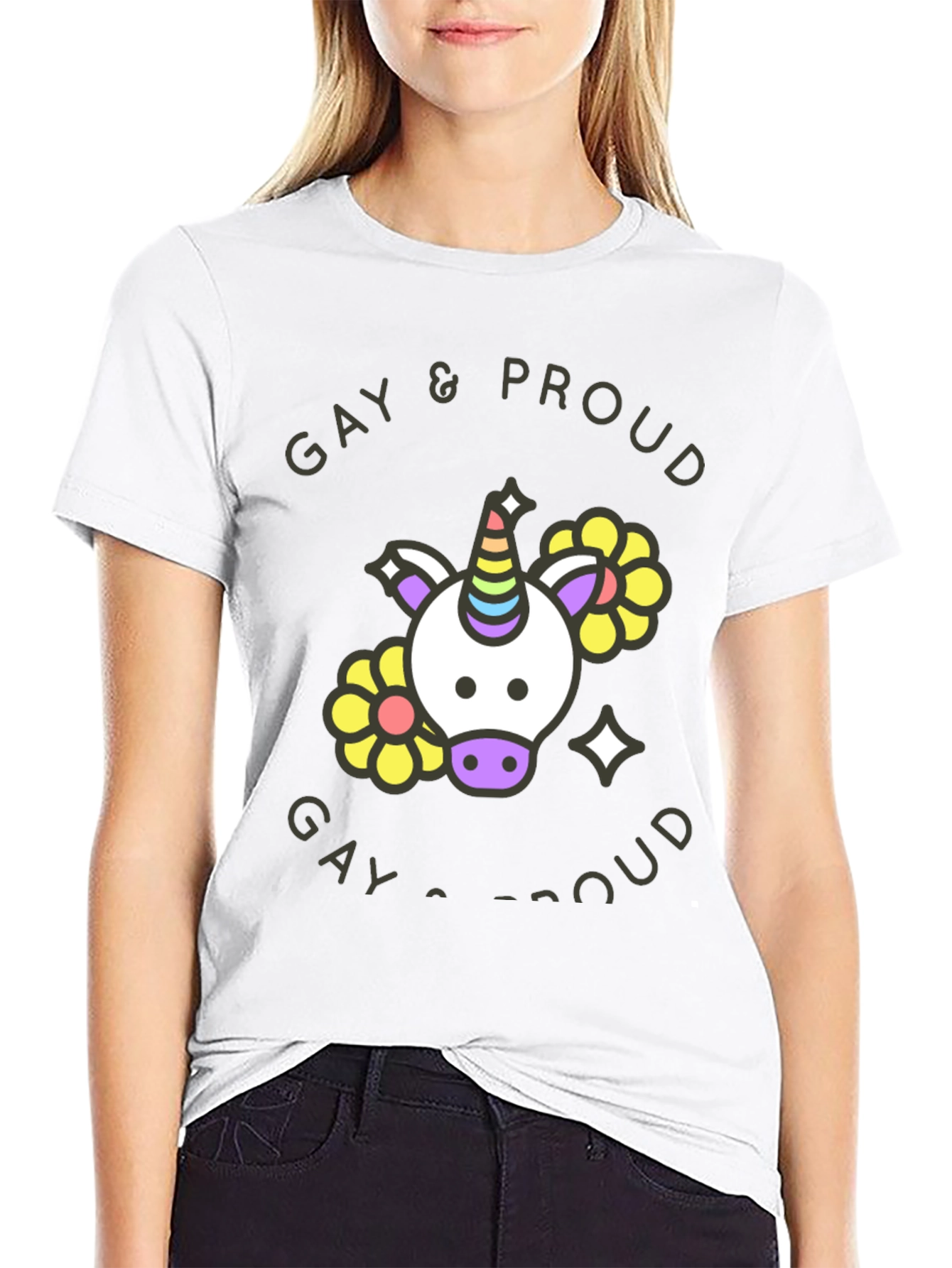 Gay & Proud Unicorn Graphic Tee