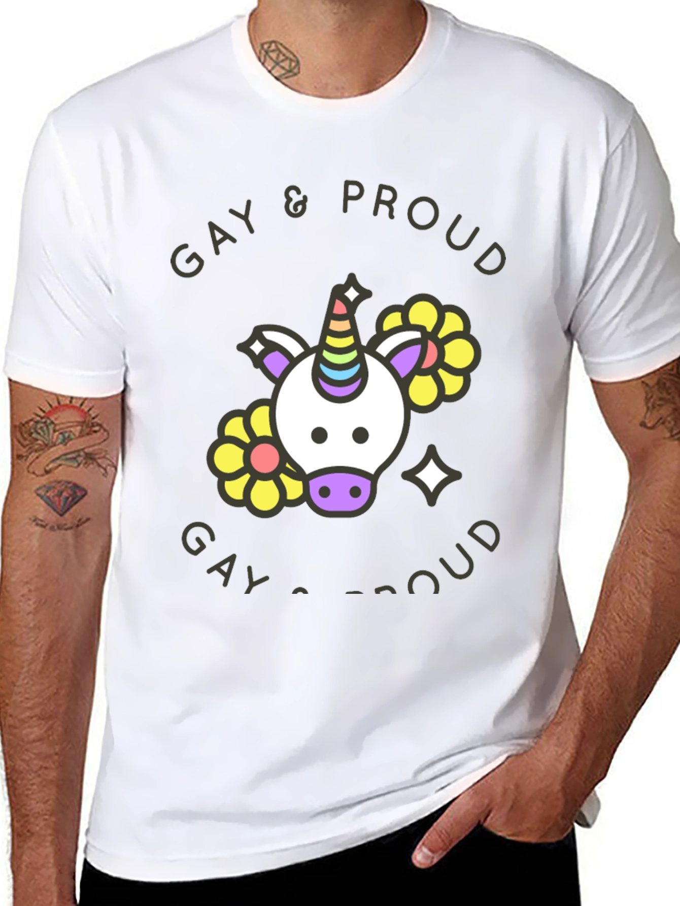 Gay & Proud Unicorn Graphic Tee
