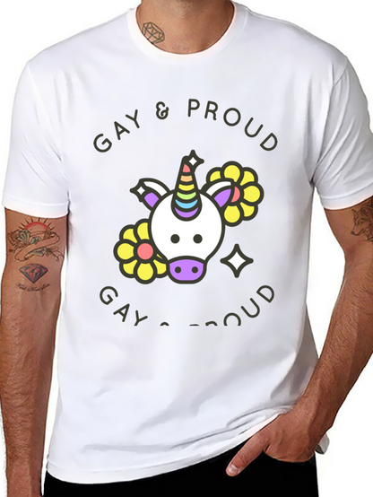 Gay & Proud Unicorn Graphic Tee
