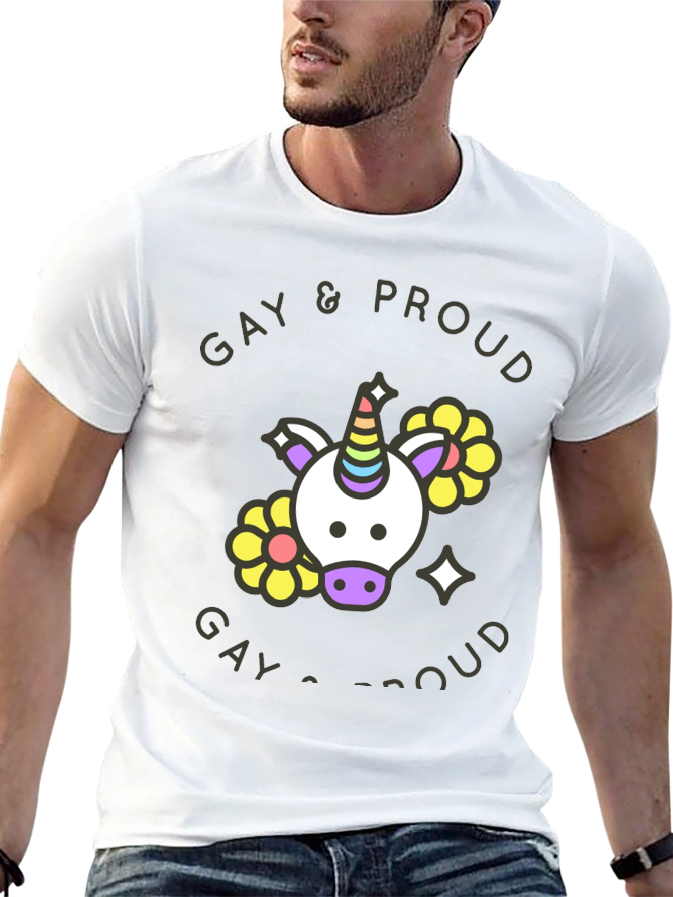 Gay & Proud Unicorn Graphic Tee