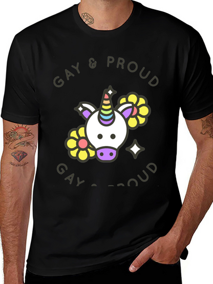 Gay & Proud Unicorn Graphic Tee