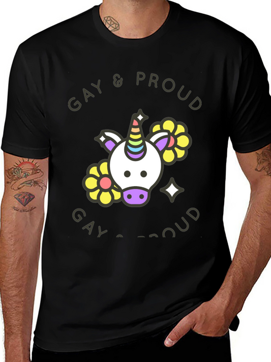 Gay & Proud Unicorn Graphic Tee